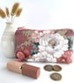 Large Pink Coin Purse with White Roses - Image 1