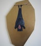 Hanging bat animal original acrylic painting gothic coffin shape gold metallic. - Image 2