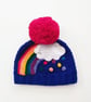 2 - 4 years toddler rainbow clouds and raindrops crochet hat