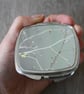 Compact mirror - pocket mirror - sage green branch print. - Image 2