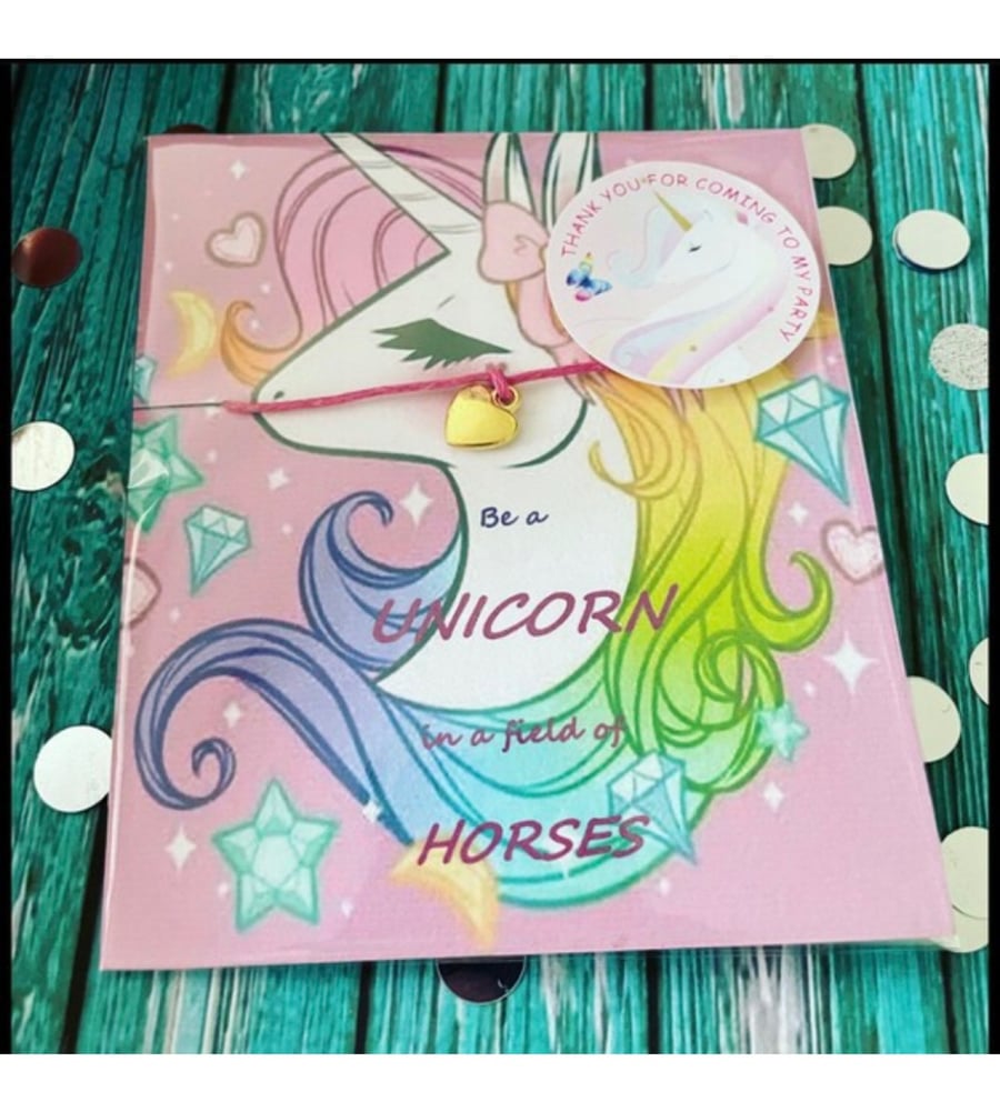 Thank you for coming to my party party bag fillers unicorn wish bracelets x6 