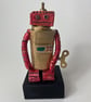 Handbuilt Ceramic Wonky Robot: Pink and Gold Wobot - Image 1