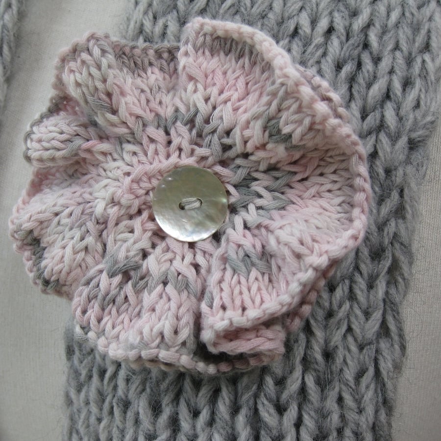 Pastel Pink Knitted Flower Corsage