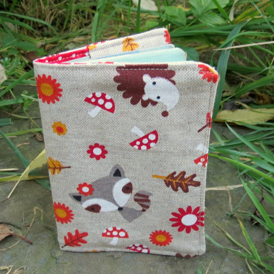Fox and Raccoon.  A whimsical passport sleeve.  Passport cover.