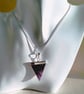 Amethyst Triangle Pendant Silver Plated 18 Inch Necklace