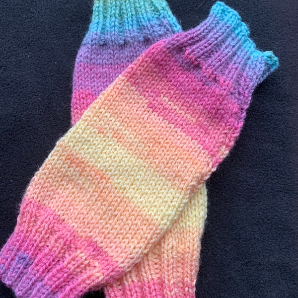 Hand Knitted Ombre Fingerless Wrist Warmers