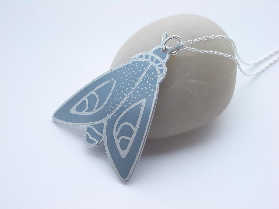 Moth pendant in grey and white
