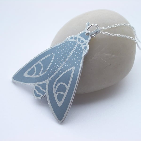 Moth pendant in grey and white