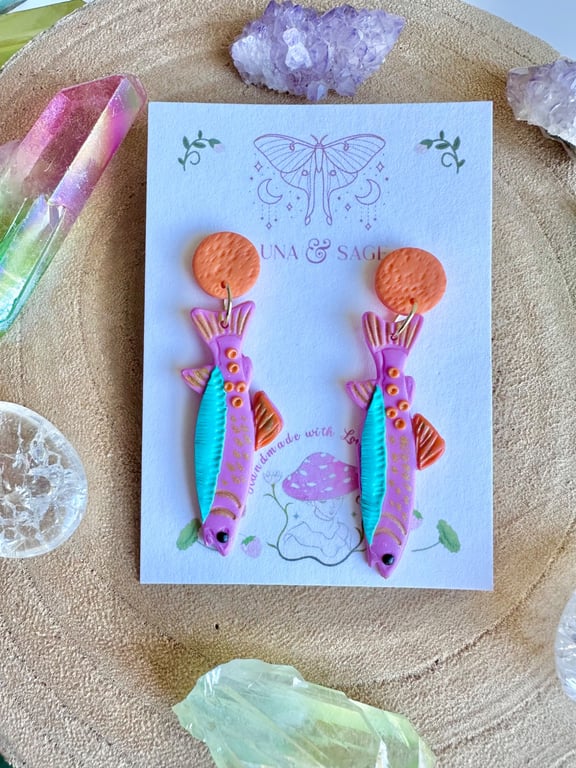 Handmade Colourful Fish Polymer Clay Earrings