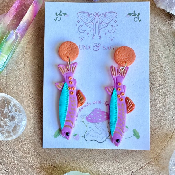 Handmade Colourful Fish Polymer Clay Earrings