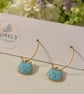 Light Blue Enamel Cat Hoop Earrings, Charm Earrings, Handmade Jewellery 