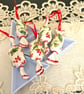 Set of 5 decoupage christmas tree ornaments