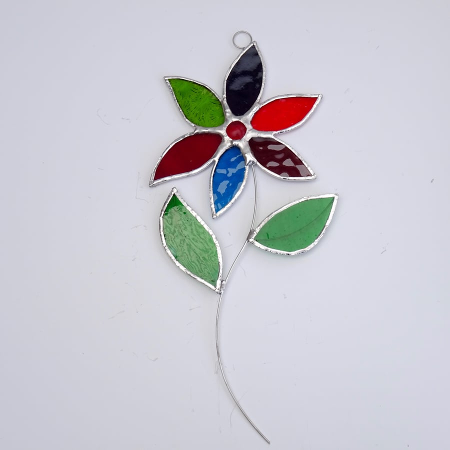 Stained Glass Flower Suncatcher - Handmade Hanging Decoration Multi