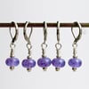 Lampwork Stitch Markers - Purple Glow