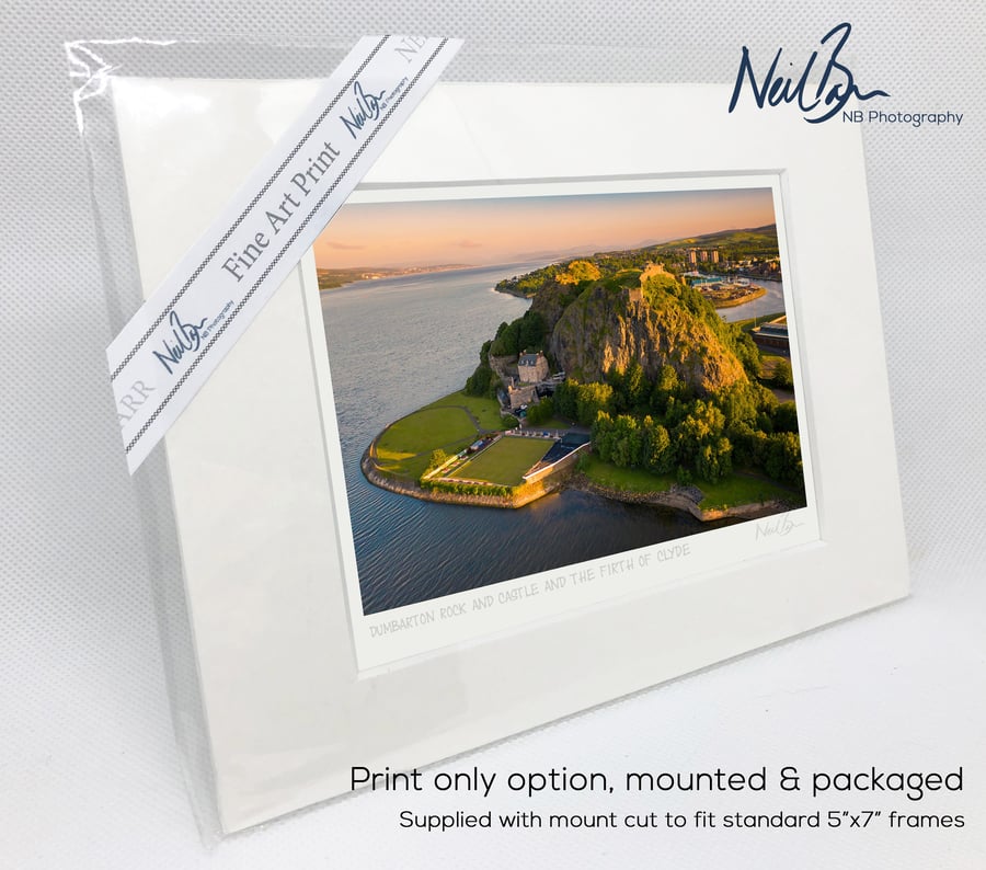 Dumbarton Rock & Castle and the Firth of Clyde - A6 (7"x5") Unframed Print