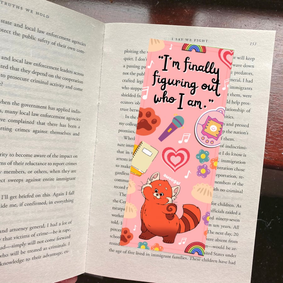 Turning Red Inspired Illustrated Red Panda Bookmark