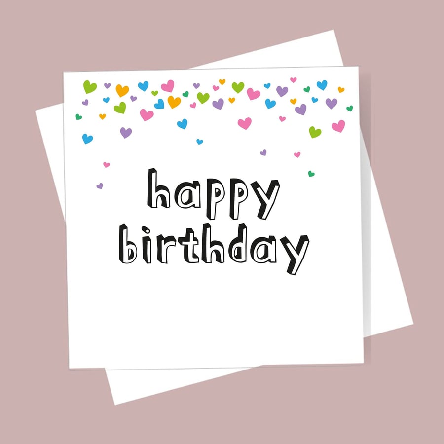 Happy Birthday card - Heart Design. Blank inside. Free delivery