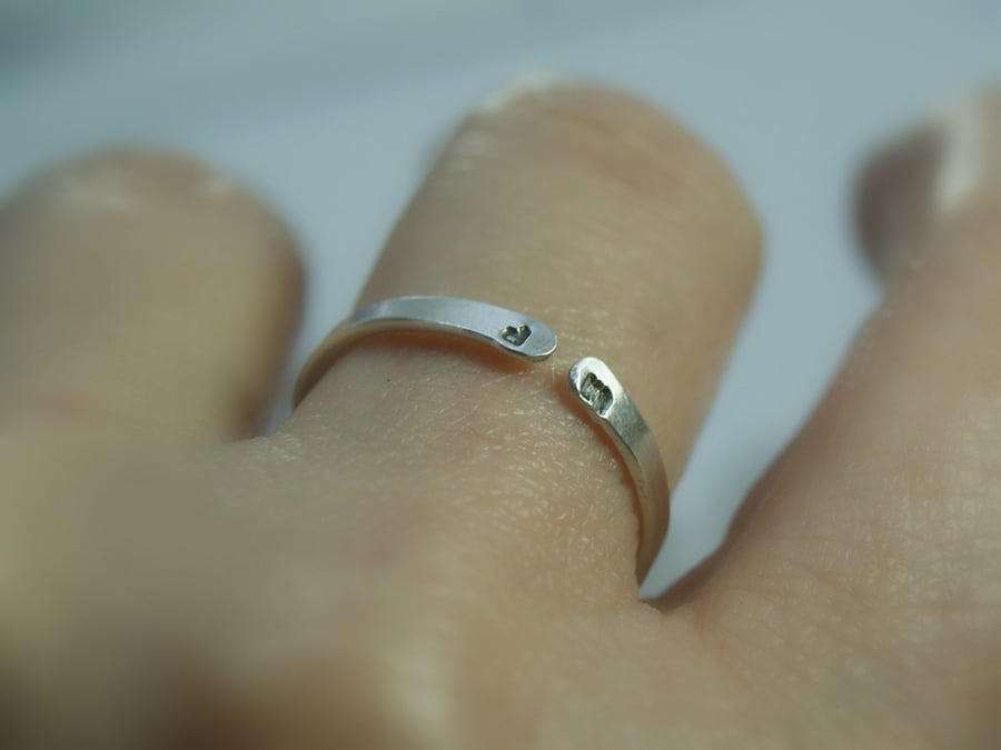 sterling silver initial ring, personalised letter ring