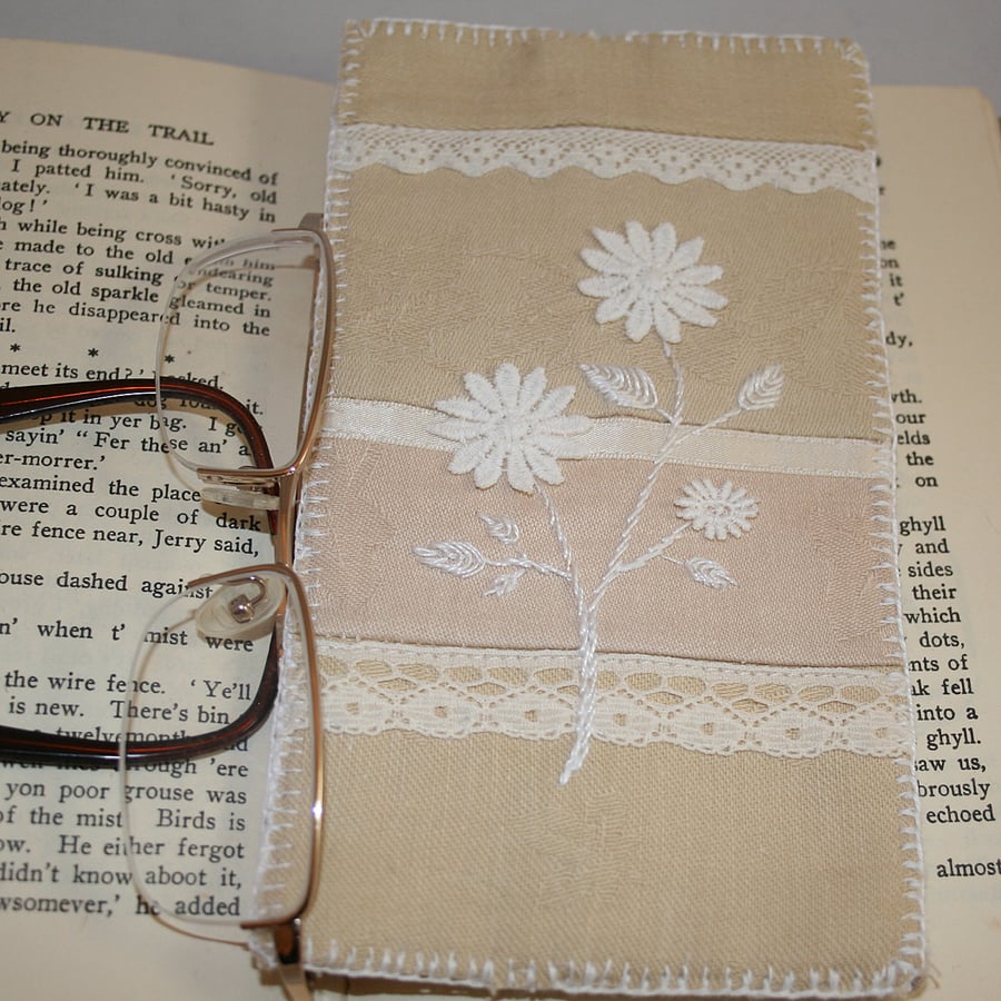 SALE Glasses,spectacles case - coffee and cream recycled linens