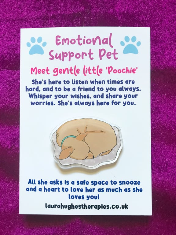 Emotional Support Pet, Dog pin, badge, cute animal, acrylic, puppy, gift, brooch