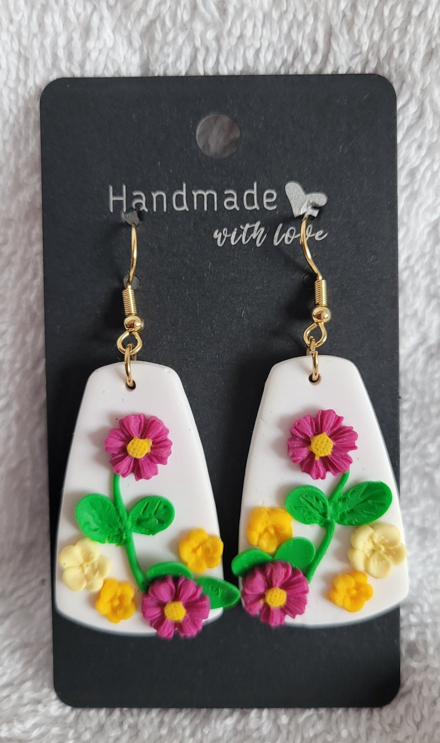 Handmade Polymer Clay Flower Earrings. 316 Surgical Stainless Steel