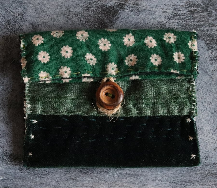 small handmade cloth pouch - forest medicine