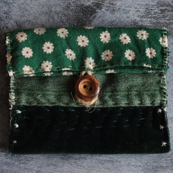 small handmade cloth pouch - forest medicine