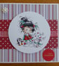 Little Girl with Penguin and Rabbit Christmas Card - Happy Christmas - Image 4