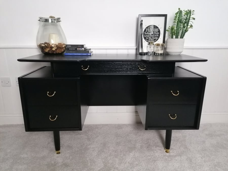 Dressing Table Upcycled Painted Desk G Plan black and gold