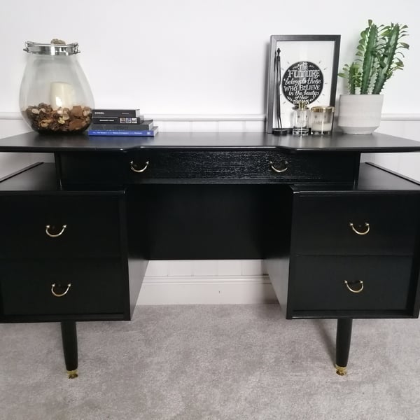 Dressing Table Upcycled Painted Desk G Plan black and gold