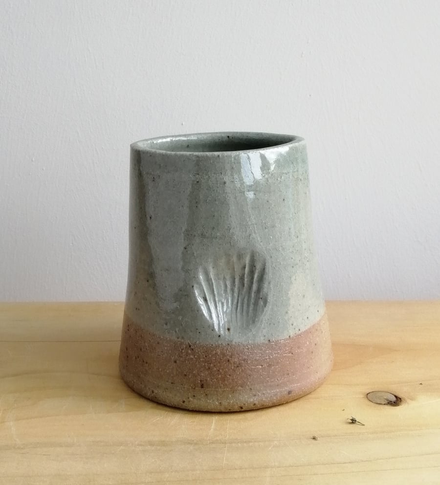 Beautiful handmade ceramic stoneware small bud vase celadon glaze