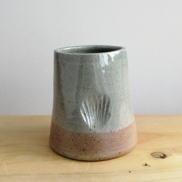 Beautiful handmade ceramic stoneware small bud vase celadon glaze