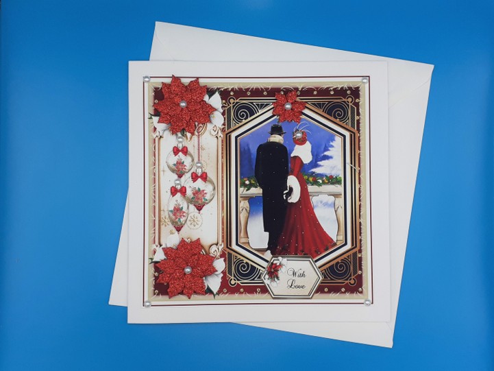 Art Deco Christmas Card. Handmade, Large, Parents, Special Couple