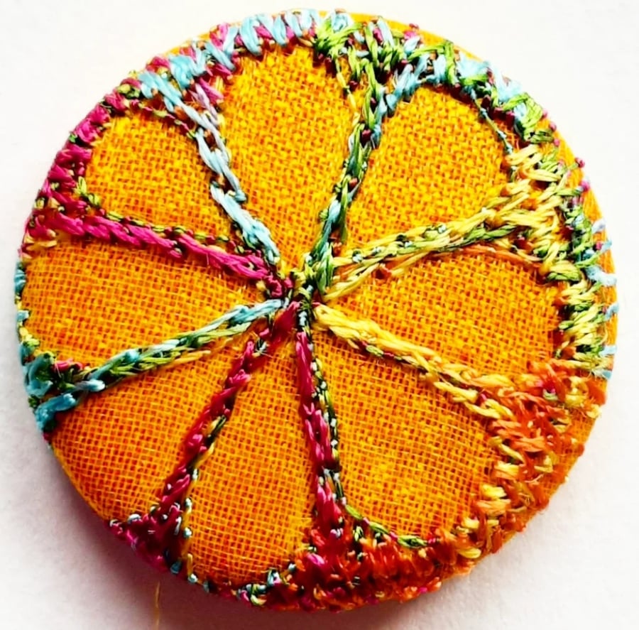 Buttons 1 inch button Hand Dyed Silks and Cottons Free Machine Embroidery Button