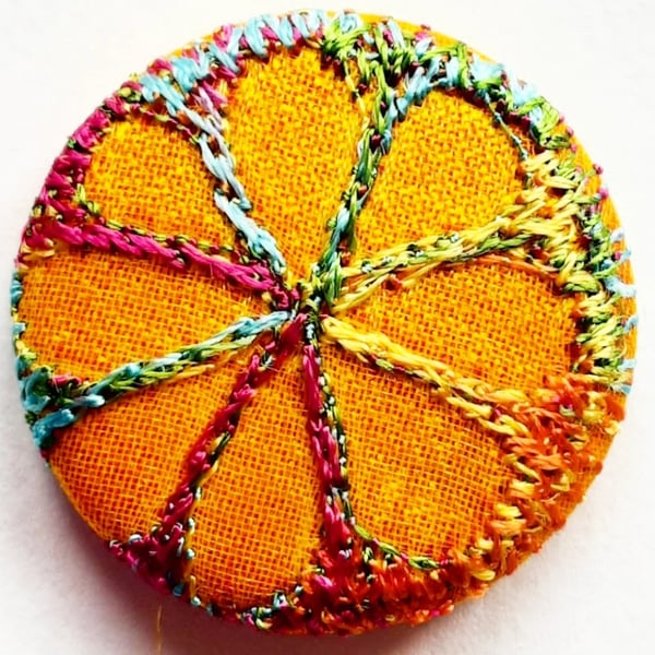 Buttons 1 inch button Hand Dyed Silks and Cottons Free Machine Embroidery Button