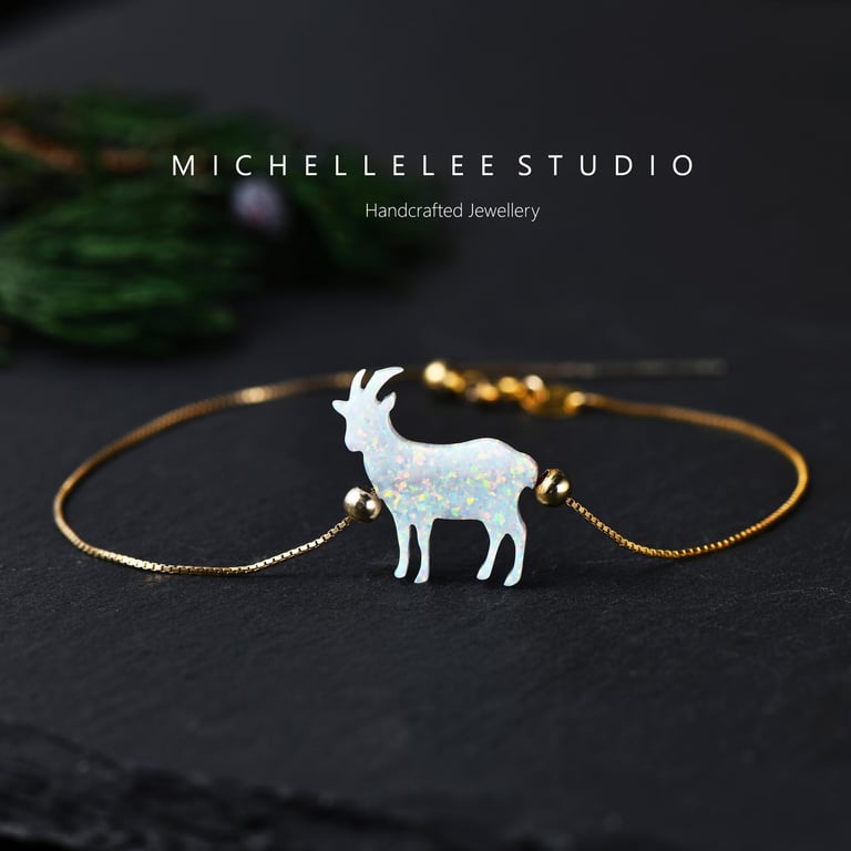 Mountain Opal Goat Bracelet with 925 Sterling Silver Chain