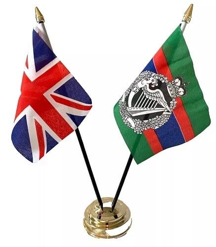 Royal Irish Regiment & Union Jack Friendship 2 Flag 12" Table Display
