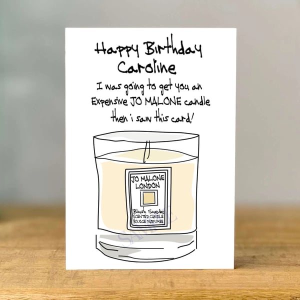 Personalised Birthday Card, Malone, candle, dad, mum, sister, brother, son,