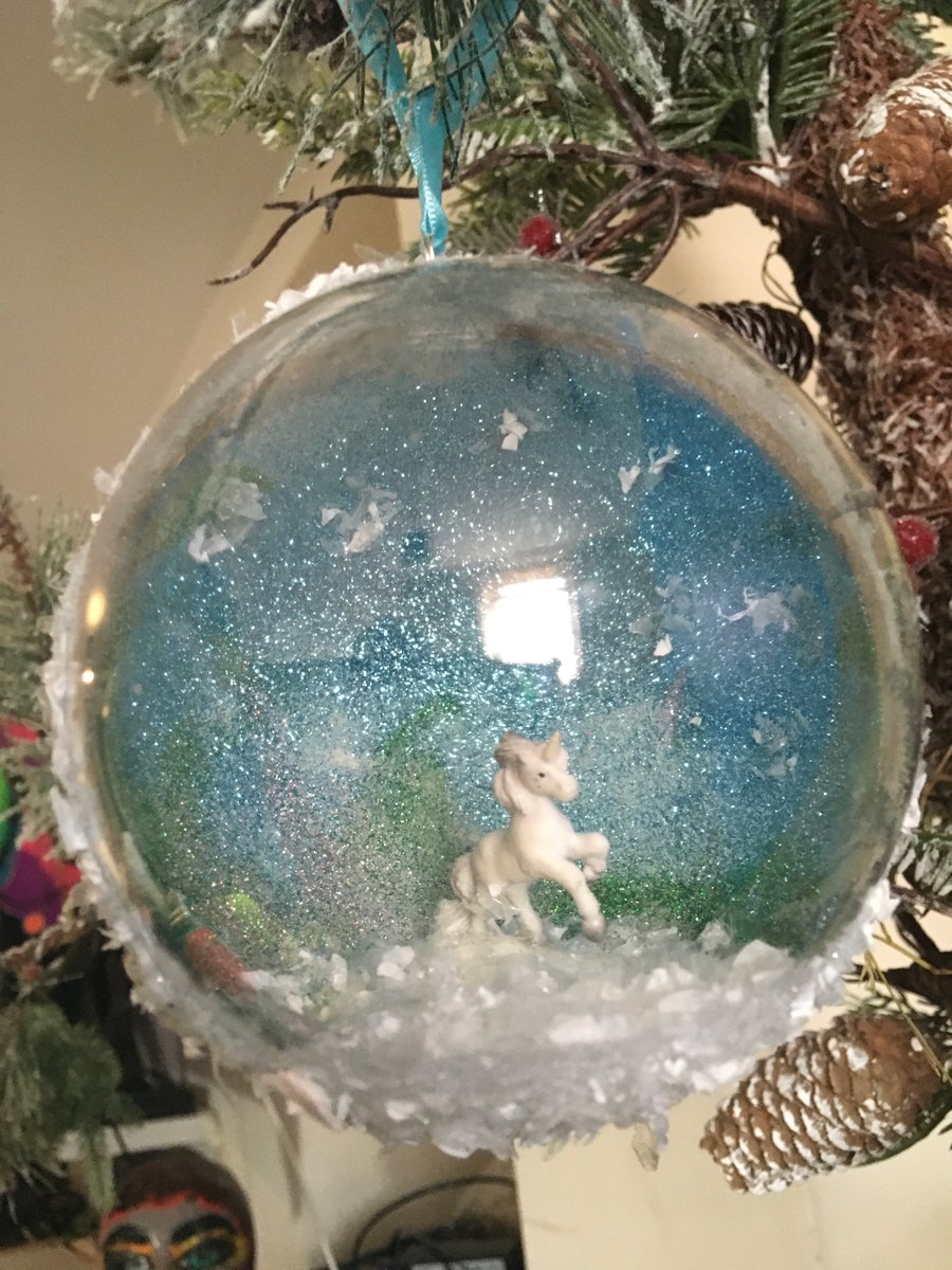 Magical unicorn Christmas bauble - snow globe - glows in the dark - Unicorns