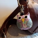 Lilac Felt Owl Stuffy Bag Charm Keyring