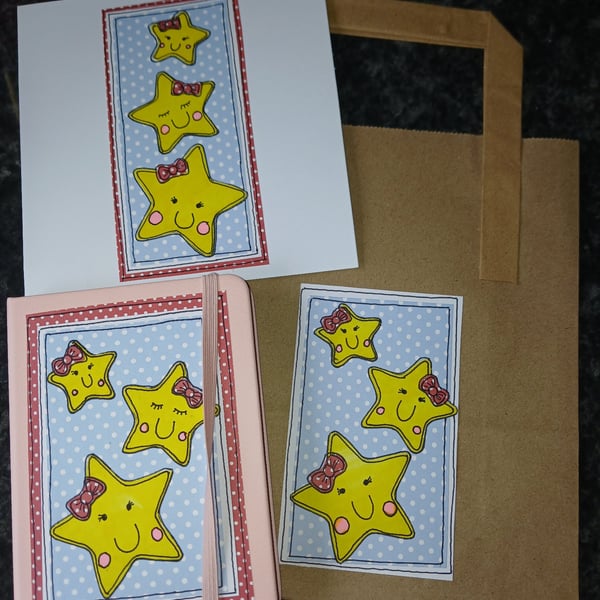 Quirky art , teachers,  teaching assistant gifts, handmade notebook, bag  card