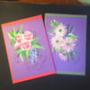 TWO hand painted greetings cards