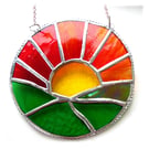 Sunrise Ring Stained Glass Suncatcher Handmade Green Fields 005
