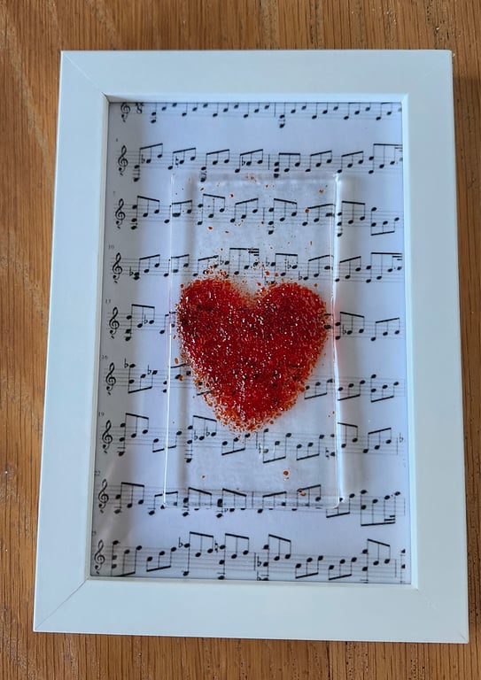 Framed Glass Fused  Heart