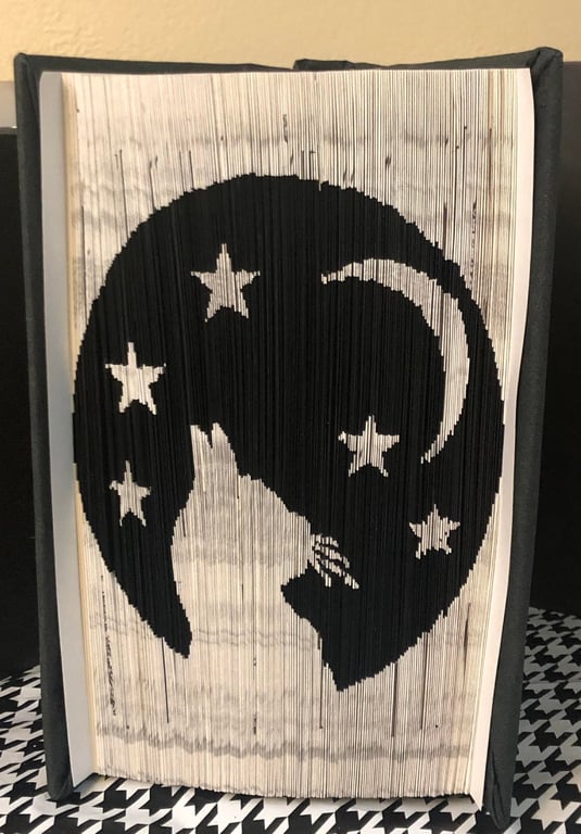 Cat with Night Sky 180 CUT & FOLD Book Folding Pattern - EMAILED PDF PATTERN