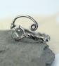 Silver Twist Ring with Moss Aquamarine Gemstone March Birthstone Adjustable - Image 1