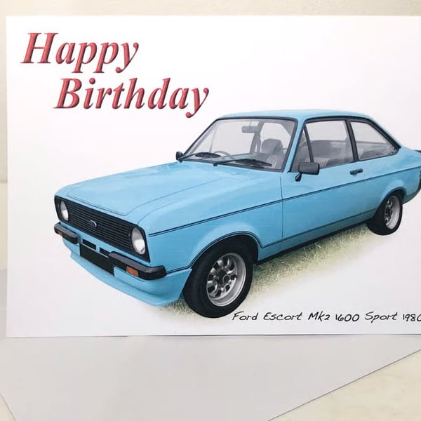 Ford Escort Mk2 Sport 1980 (Blue) - Birthday, Anniversary, Retirement or Plain
