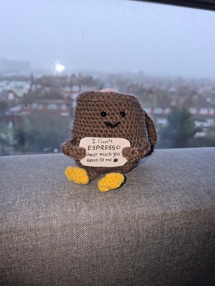 Crochet Coffee Cup Plushie - Cute Amigurumi Gift