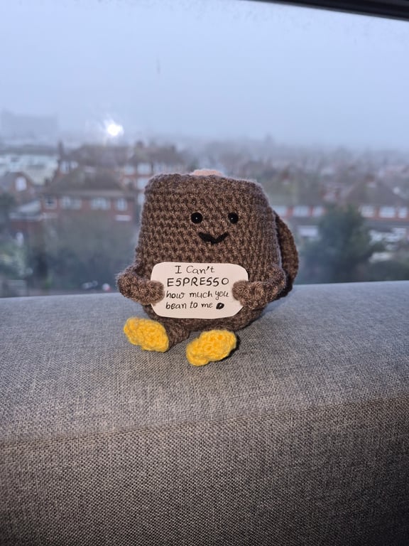 Crochet Coffee Cup Plushie - Cute Amigurumi Gift