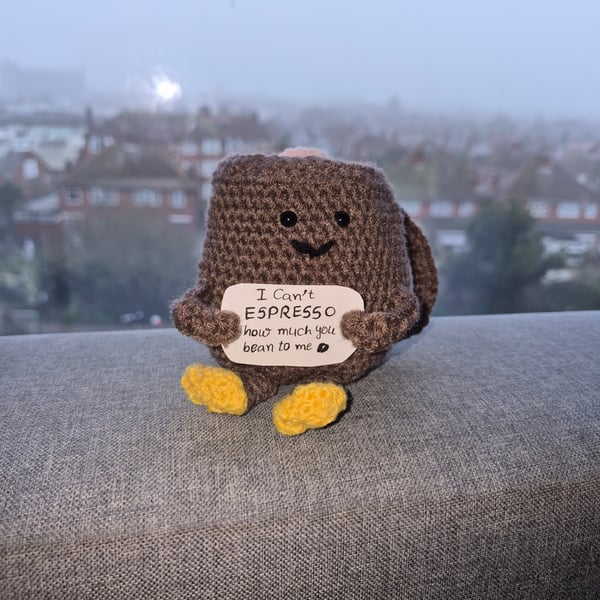 Crochet Coffee Cup Plushie - Cute Amigurumi Gift